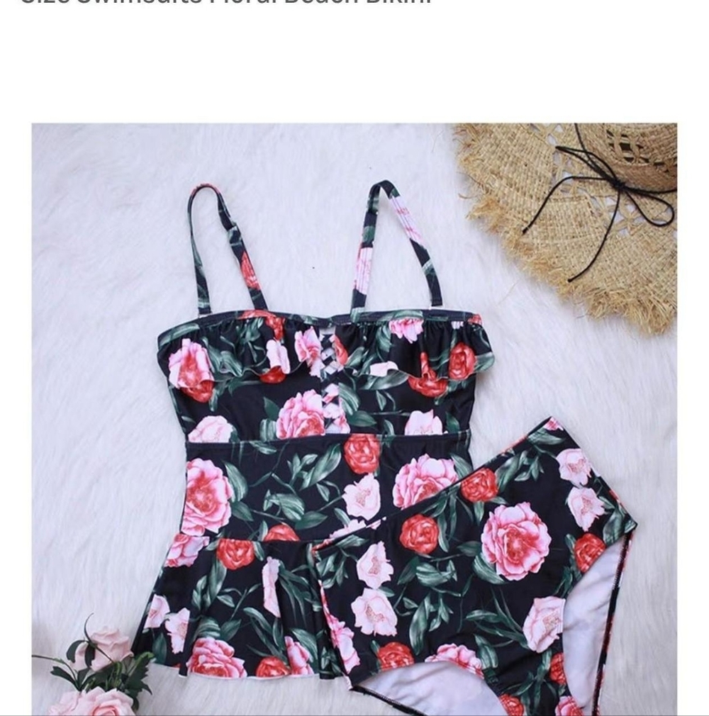 Nwot Womens Plus High Waisted Beach Bikini 2 Items Swimsuit Set